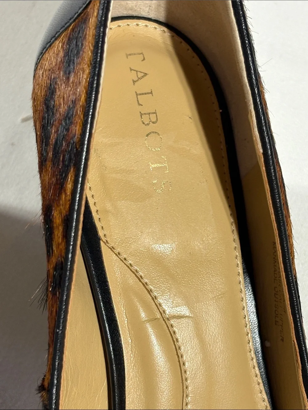 Talbots Calf Hair Leopard-Print Block Heel Pumps with Gold Accent NNT 9.5